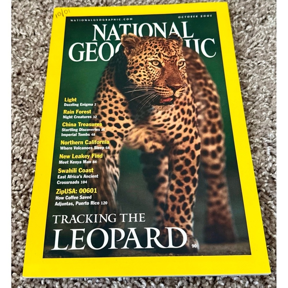 National Geographic Magazine October 2001 Leopard Cover Tracking Leopard